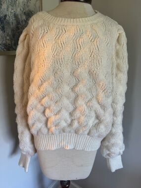 APRICOT Cream Cable-Textured Crew Neck Sweater